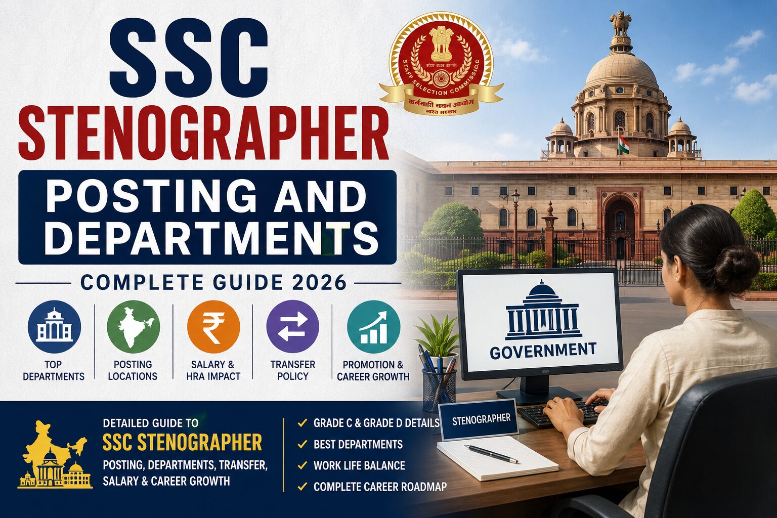 SSC Stenographer Posting and Departments