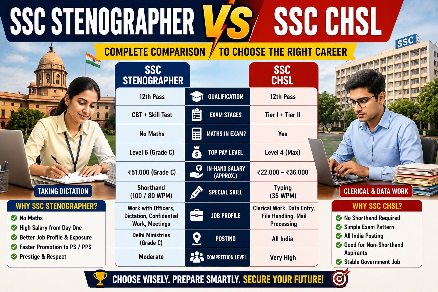 SSC Stenographer vs CHSL