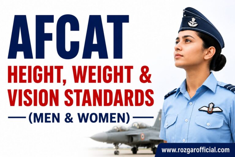 AFCAT Height, Weight & Vision Standards, RozgarOfficial.com