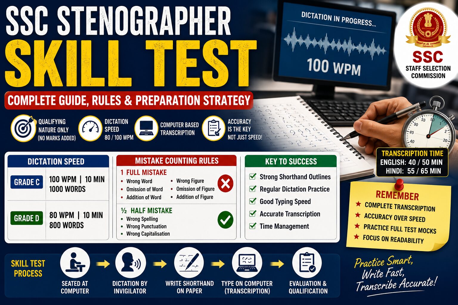 SSC Stenographer Skill Test