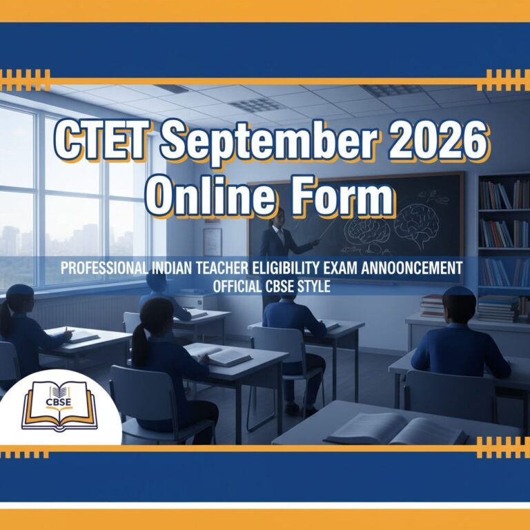 CTET September 2026 Online Form – Apply Now | Exam Date 06 Sep 2026