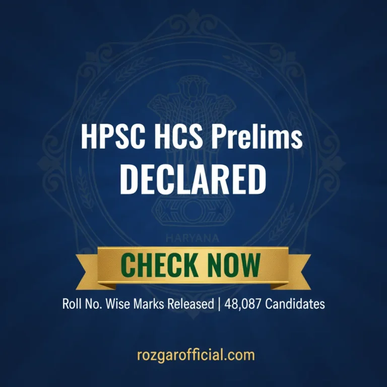 HPSC HCS Prelims Result 2026 Roll Number Wise Marks Released