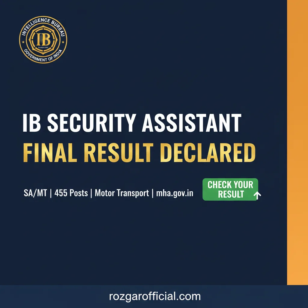 IB Security Assistant MT Final Result 2026 – SA/MT Merit List PDF Download
