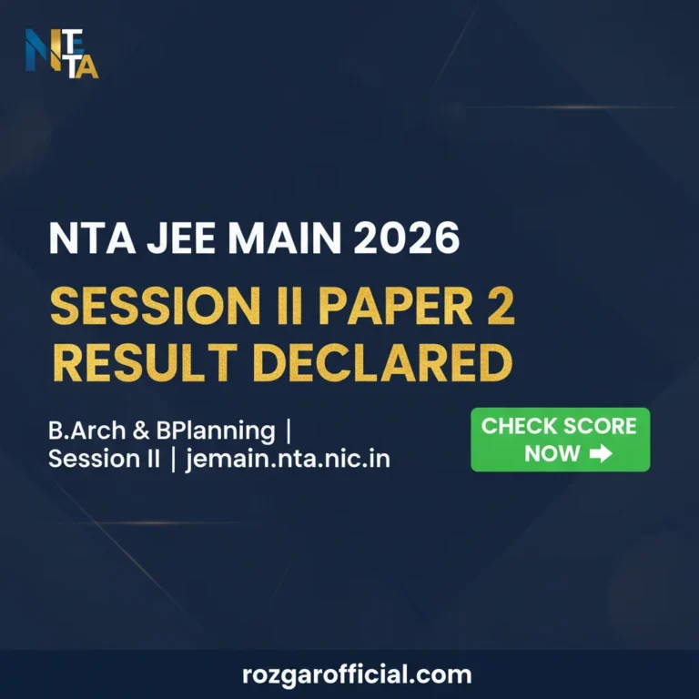 JEE Main 2026 Session 2 Paper 2 Result B.Arch B.Planning Score Card