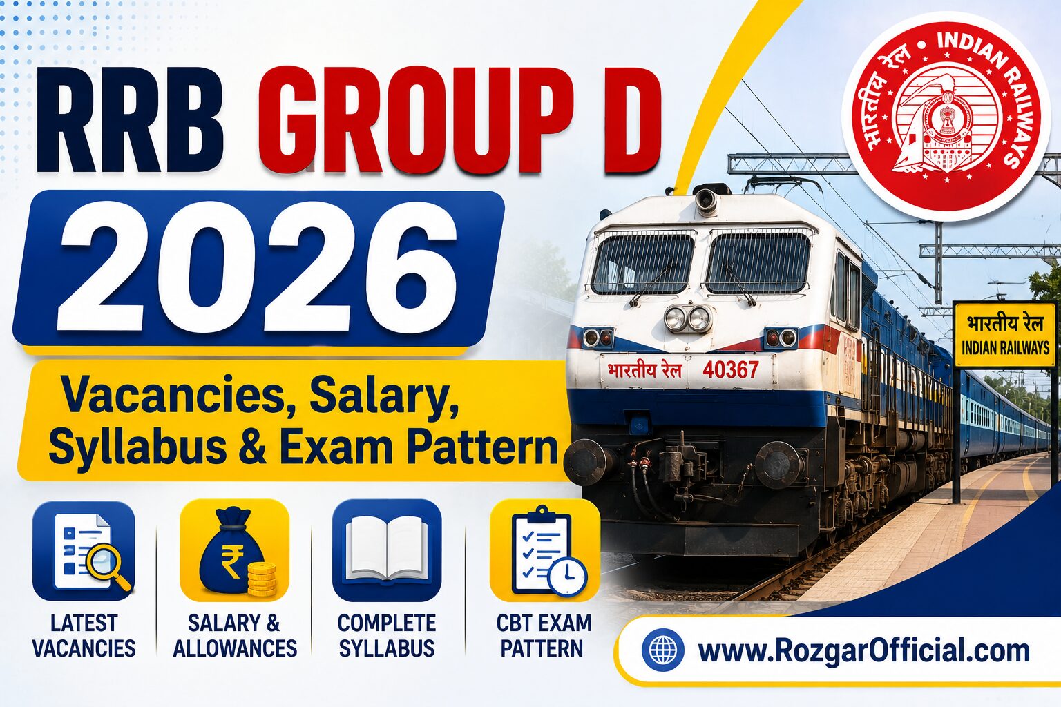 RRB Group D 2026 – 22,195 Level-1 Vacancies, Salary, Syllabus & Exam Pattern, sarkariresult