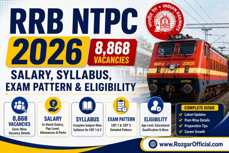 RRB NTPC 2026 – 8,868 Vacancies, Salary, Syllabus, Exam Pattern & Eligibility, sarkariresult