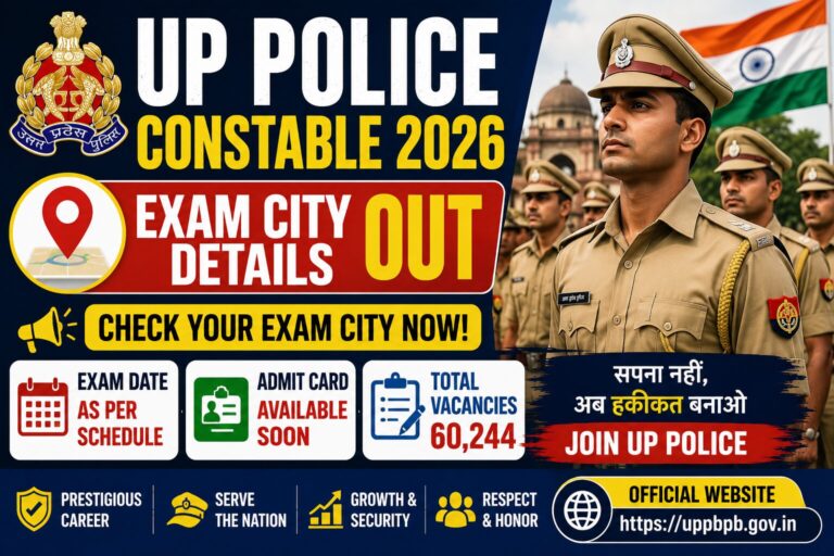 UP Police constable 2026 exam city details
