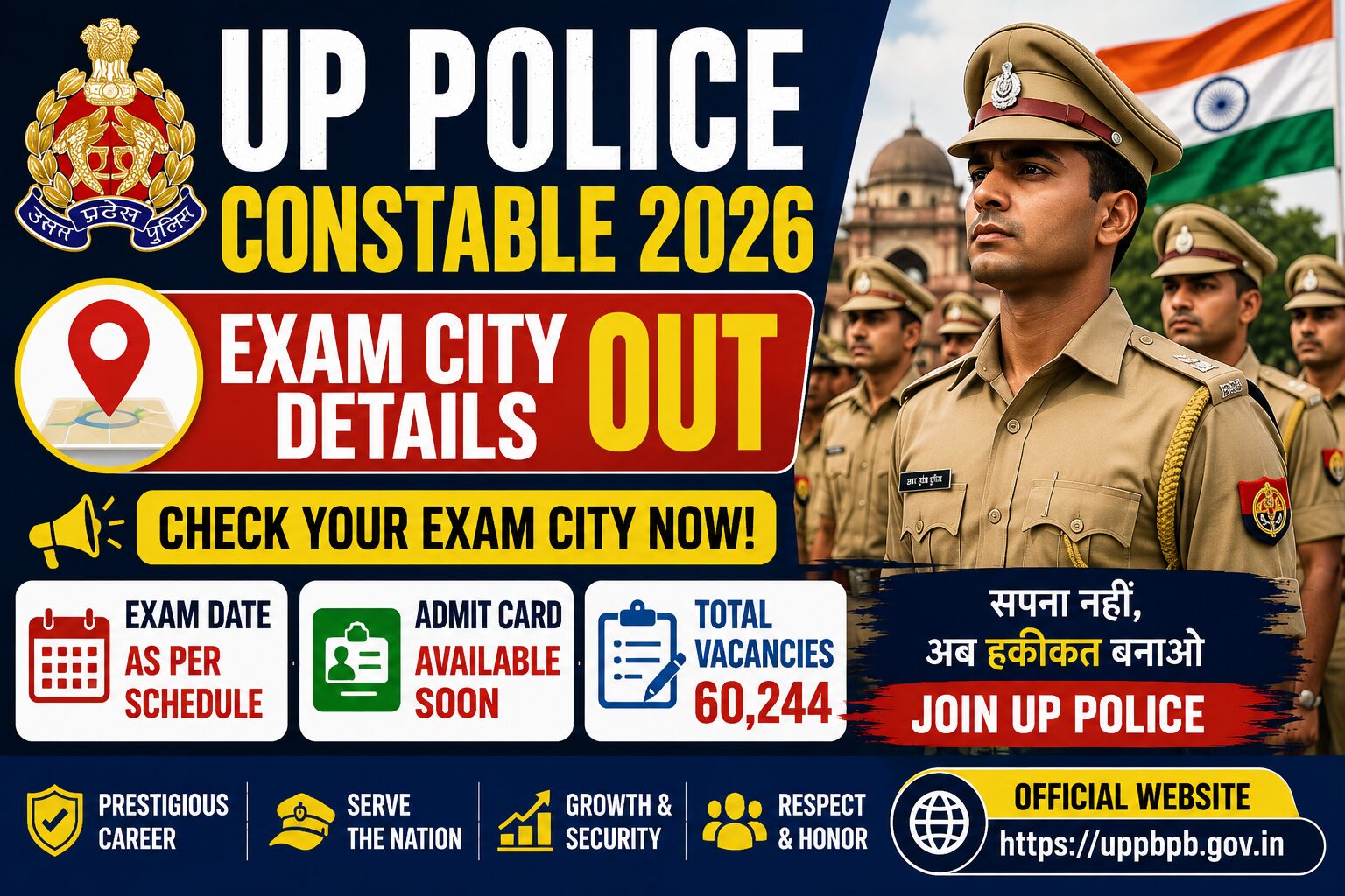 UP Police constable 2026 exam city details