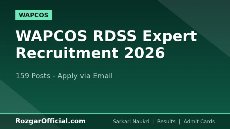 WAPCOS RDSS Expert Recruitment 2026: 159 Posts – Apply Now via Email