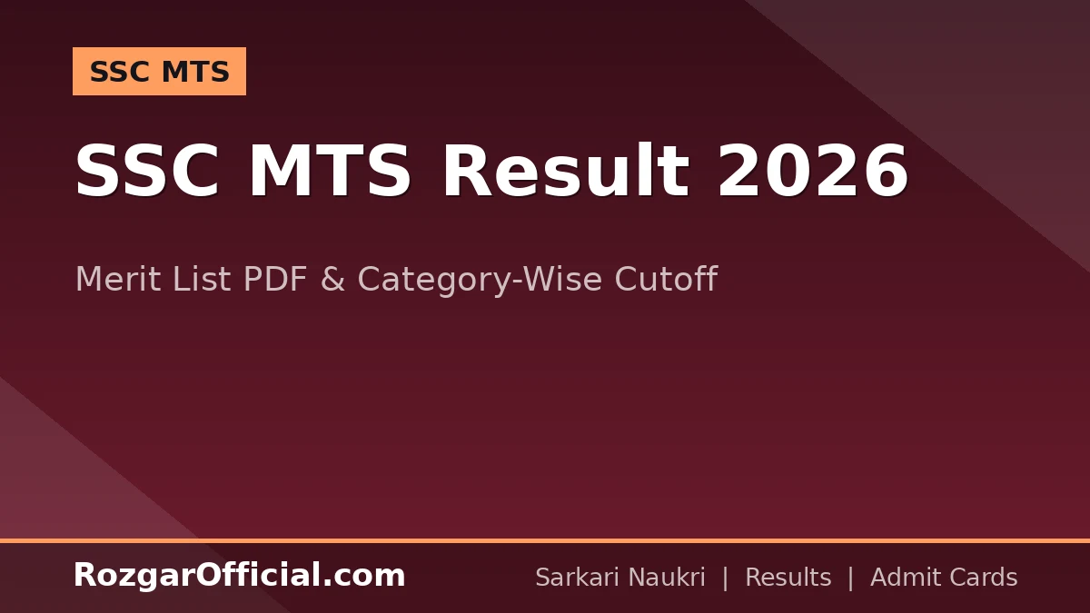 SSC MTS Result 2026 – Expected Date June 2026, Merit List PDF & Category-Wise Cutoff
