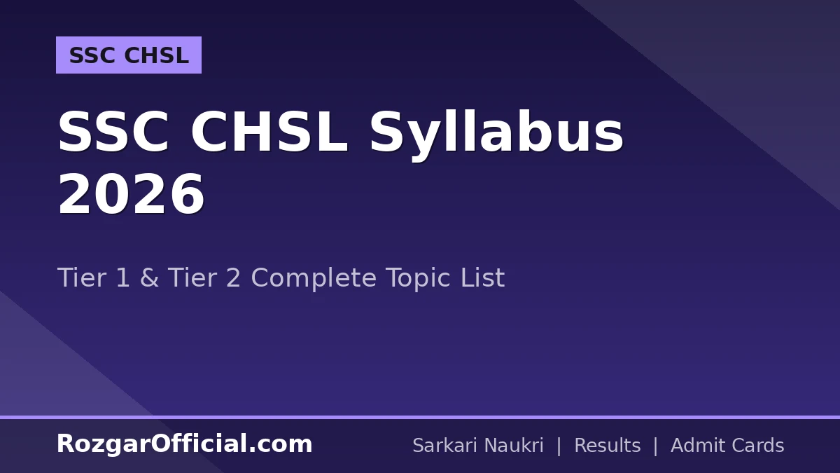 SSC CHSL Syllabus 2026 – Tier 1 & Tier 2 Complete Topic List