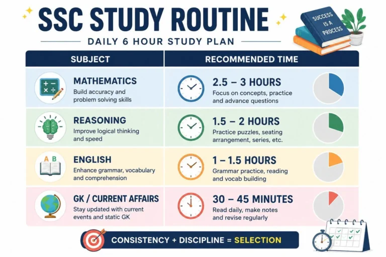 Daily study routine for SSC preparation beginners
