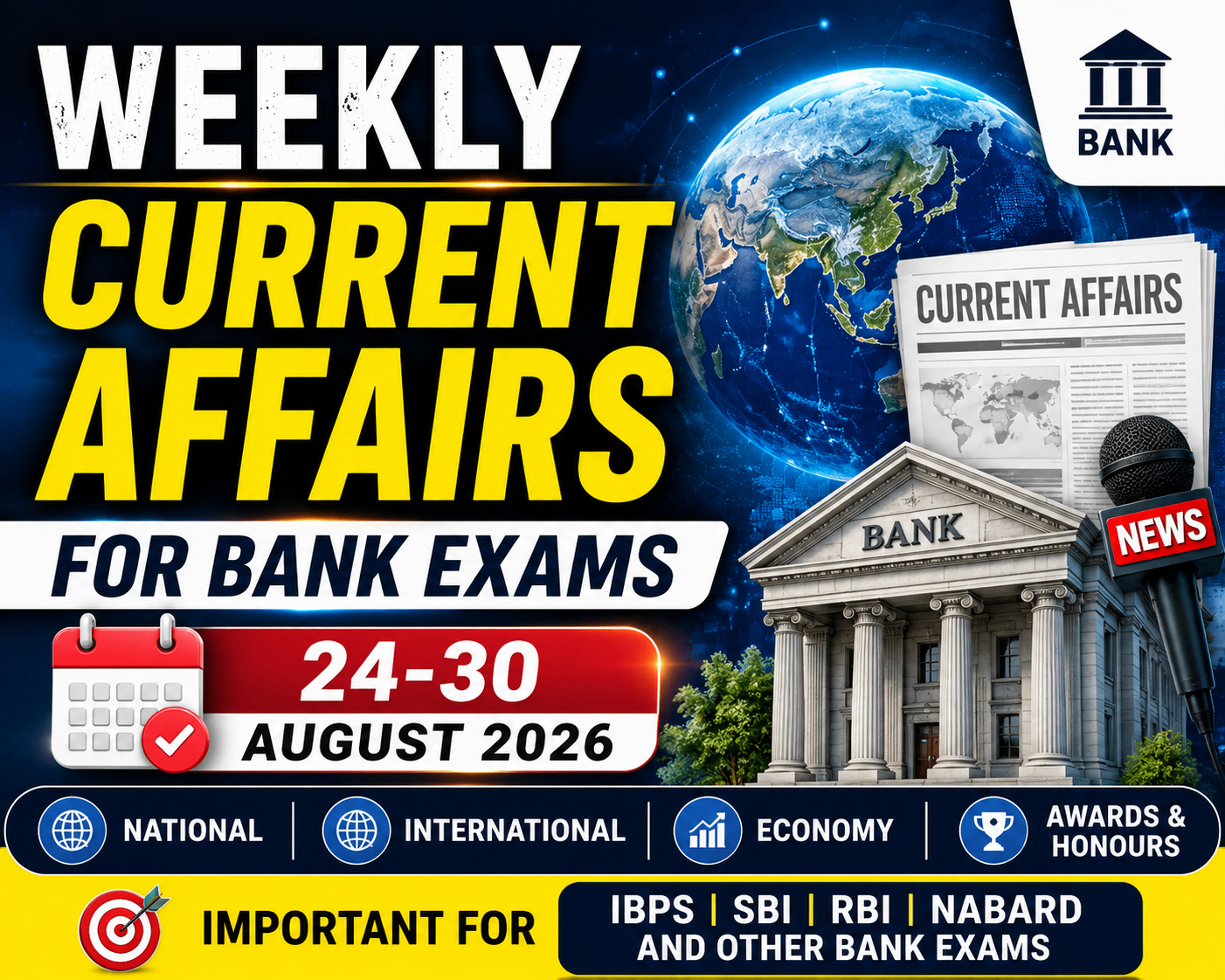 Weekly Current Affairs for Bank Exams – 24 to 30 August 2026